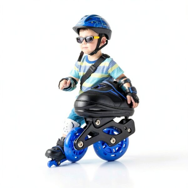PIPIZHU Boys Inline Skates Blue Adjustable Light Up Wheels-3
