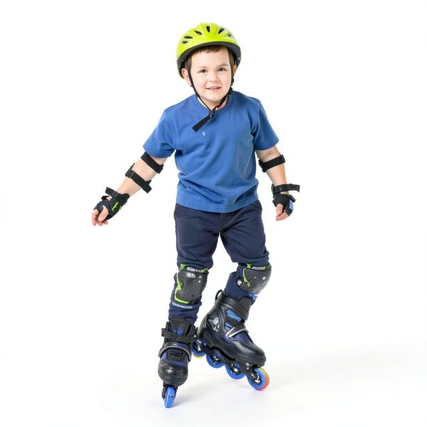 PIPIZHU Boys Inline Skates Blue Adjustable Light Up Wheels-5