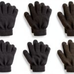 Black Knitted Gloves Acrylic Material Kids Winter Warmth-0
