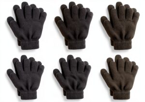 Black Knitted Gloves Acrylic Material Kids Winter Warmth-0
