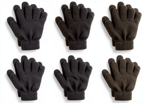 Black Knitted Gloves Acrylic Material Kids Winter Warmth-0